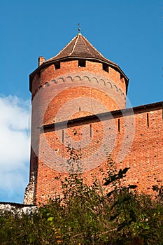 Old red brick fortress tower