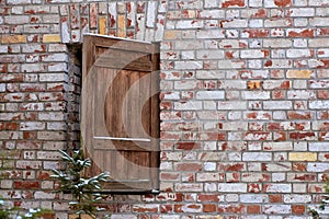 old red brick wall. ancient building