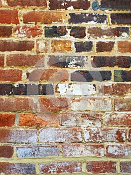 Old red brick wall as background