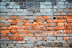 Old red brick wall background