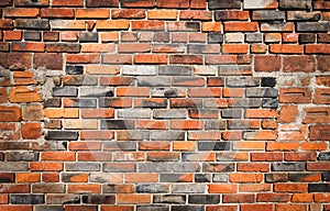 Old red brick wall background