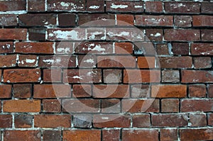 Old red brick wall texture background