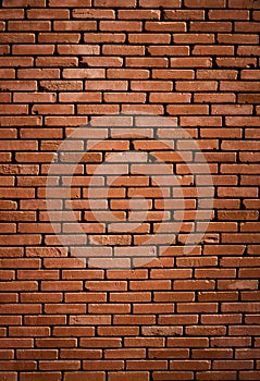 Old Red Brick Wall Background With Vignette