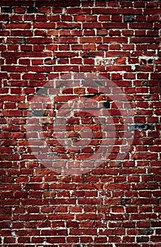 Old Red Brick Wall Background.