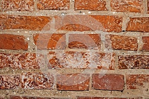Old Red brick wall close up, background for text