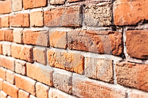 old red brick wall close-up, vintage background