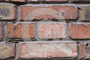 Old red brick wall grunge background or texture