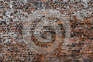 Old Red Brick Wall with Lots of Texture and Color.