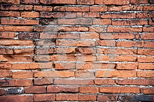 Old red brick wall with many stains
