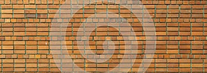 Old red brick wall, masonry wide panorama. brickwork texture