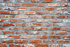 Old red brick wall texture background.