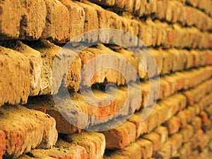 Old red brick wall texture background.Empty Old Wall Texture. Horizontal view