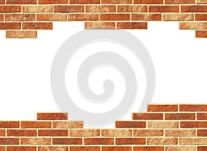 Old red brick wall texture background, orange stone block wall texture, rough and grunge surface as used for backdrop, wallpaper a