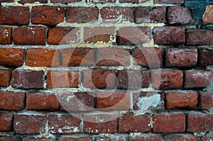 Old red brick wall texture background