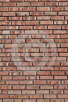 Old red brick wall texture front face