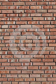 Old red brick wall texture front face