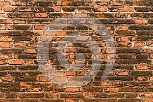 Old red brick wall texture grunge background with vignetted corners, may use to interior design