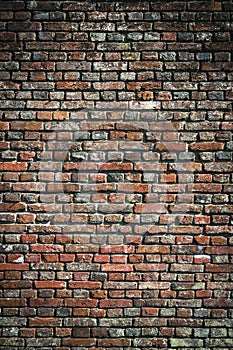 Old red brick wall urban background texture