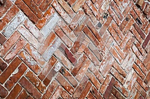 Old red brick wall in vintage style, brickwork background.