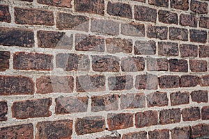 Old red brick wall vintage texture. Grunge stonewall background for text or image