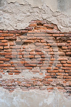 Old red brick wall in the wall of old building.