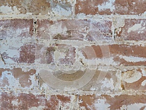 Old Red Brick Whitewashed brickwalll Textured Background