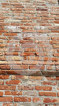 Old red bricks - fragment of the building wall