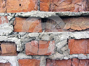 old red brickwork delaminating brick rough