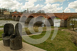 Old red bridge in Latvia