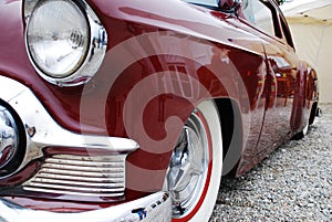 An old red cadillac