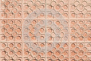 Old red ceramic tile pavement background
