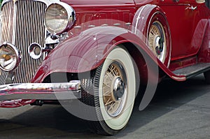 Old red Chrysler. Luxury car