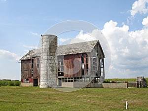 Old Red Country Barn and Silo