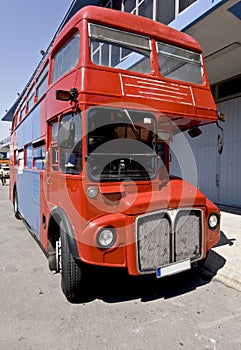 Old red double decker public bus