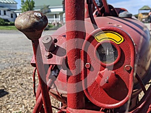 Old Red farm tractor gauges and shifter