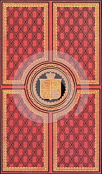 Old red and gold leather book cover