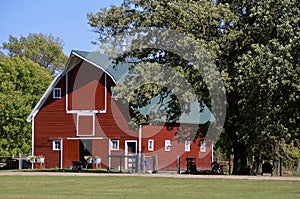 Old red hip roofed barn