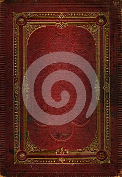 Old red leather texture with gold decorative frame