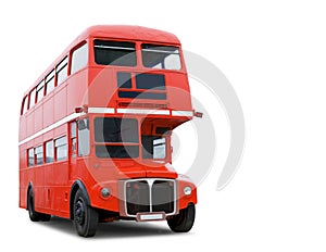 Old Red London Bus isolated