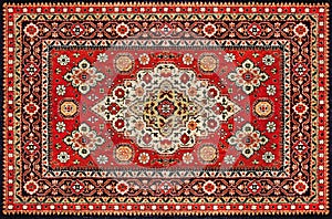 Old Red Persian Carpet Texture, abstract ornament