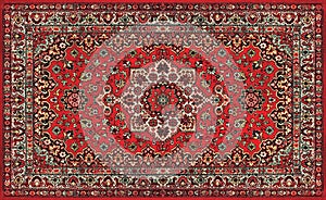 Old Red Persian Carpet Texture, abstract ornament