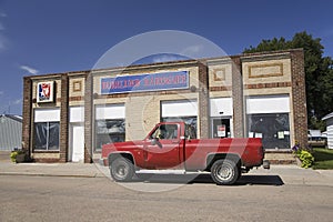 Old red pickup truck