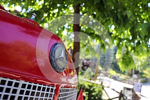 Old red pickup truck. Old red fire truck