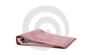 Old red ring binder isolated