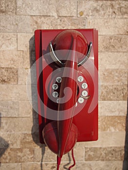 Old red telephone