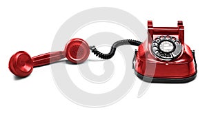 Old Red telephone () with shadow (clipping path)