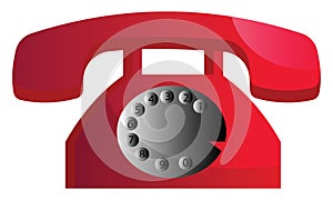 Old red telephone vector illustration on a