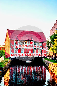 Old red timbered house in Wismar. Mecklenburg-Vorpommern, Germany