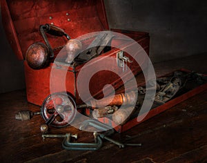 Old Red Toolbox Wood Working Tools