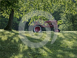 Old Red Tractor in the Sun